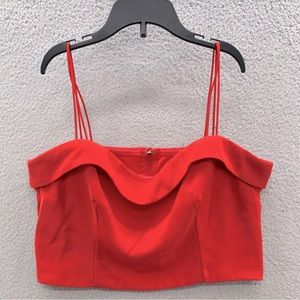 Super Down Womens Sleeveless Sweetheart Neck Ruched Crop Top Blouse Red Size S